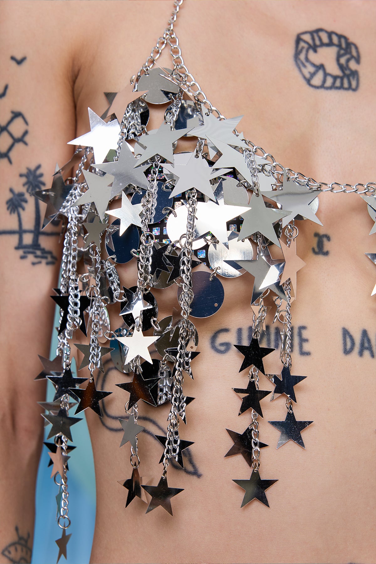 Kinetic Circuit Star Chain Halter Top