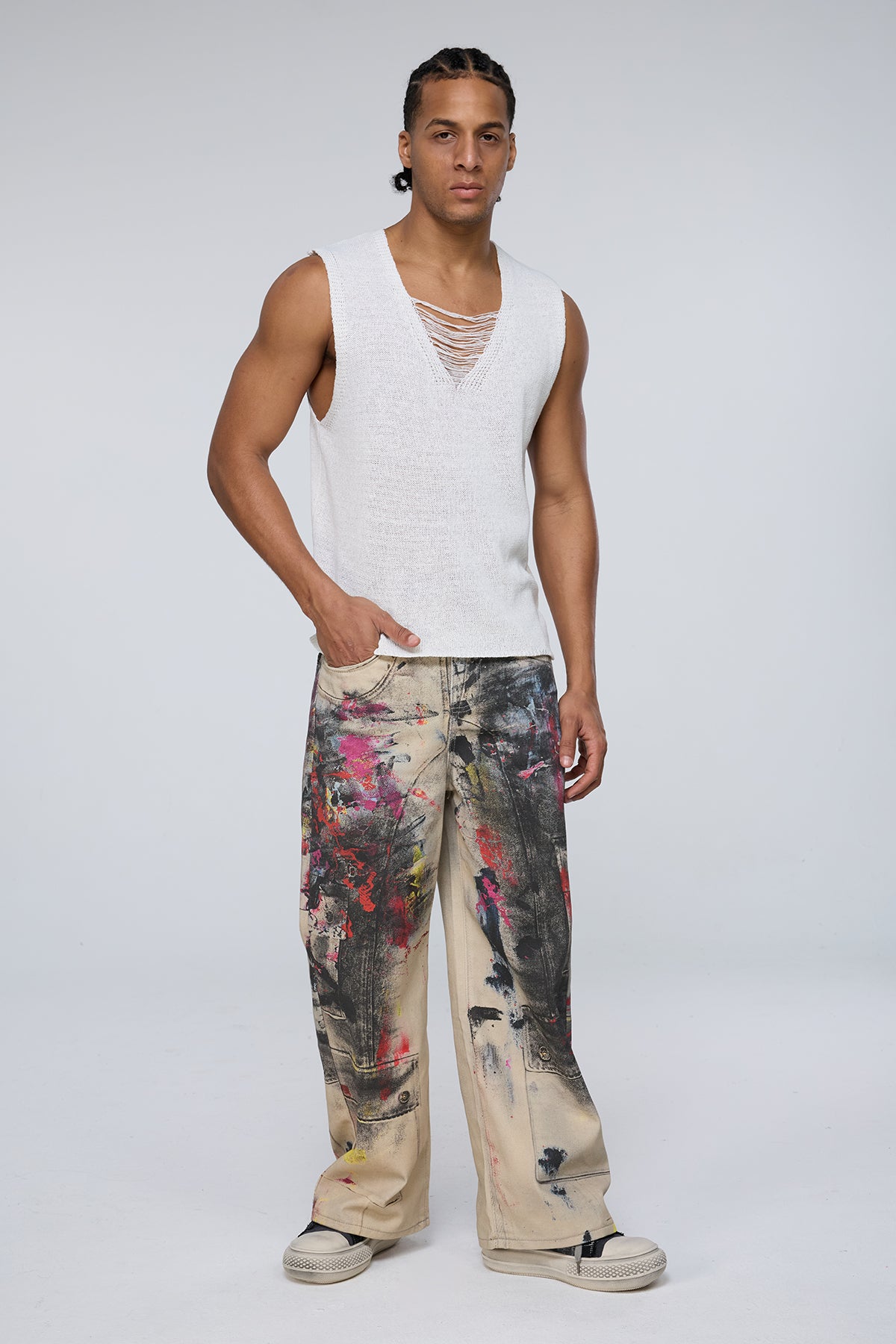 Kinetic Rib V Neck Sleeveless Knit Top