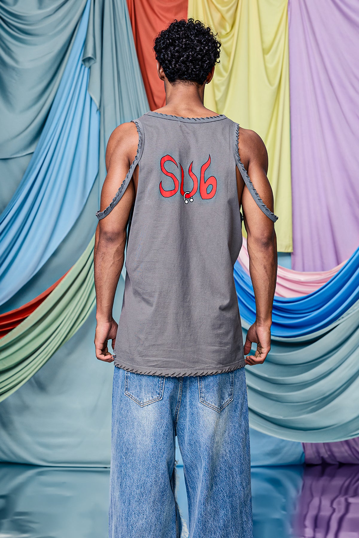 Kinetic Void Ripped Print Tank Top