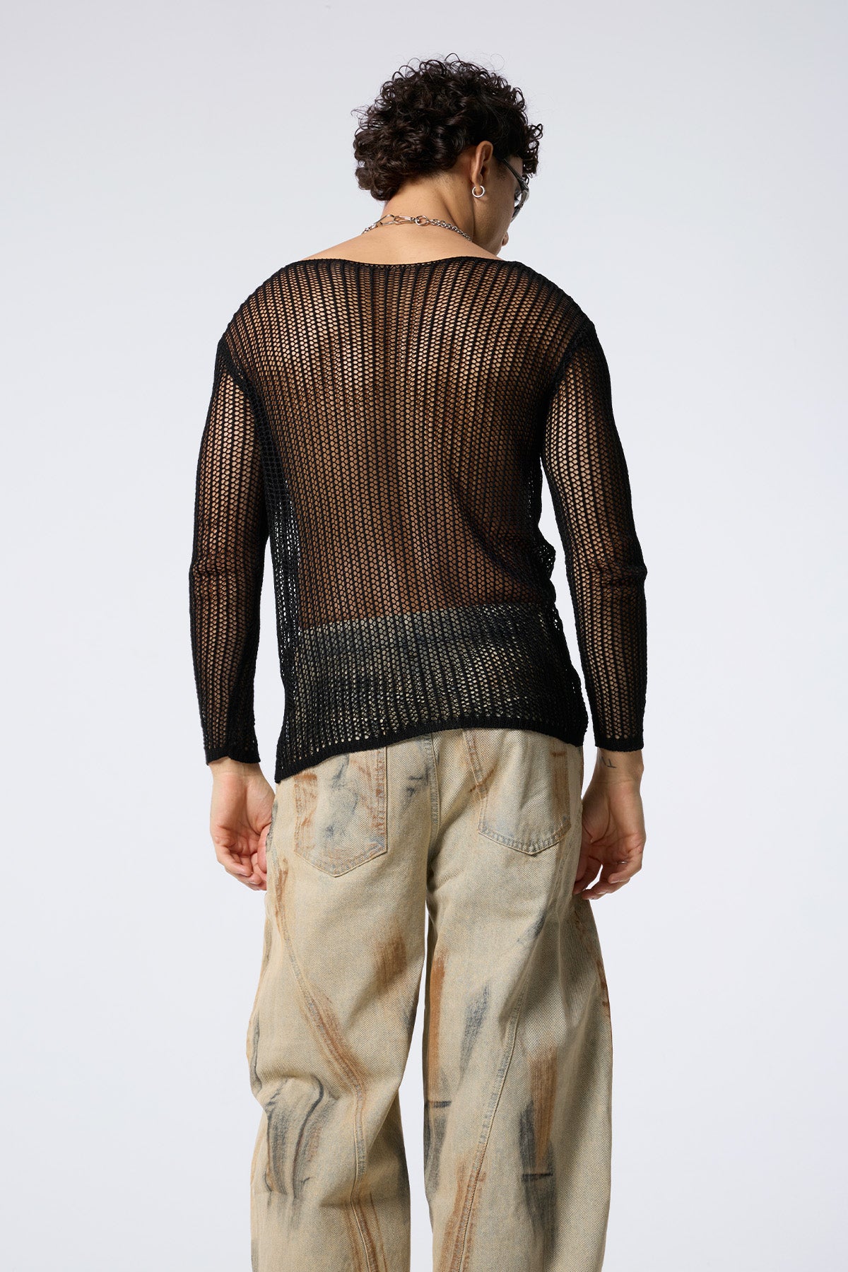 Knit Rise Cutout Long Sleeve Top