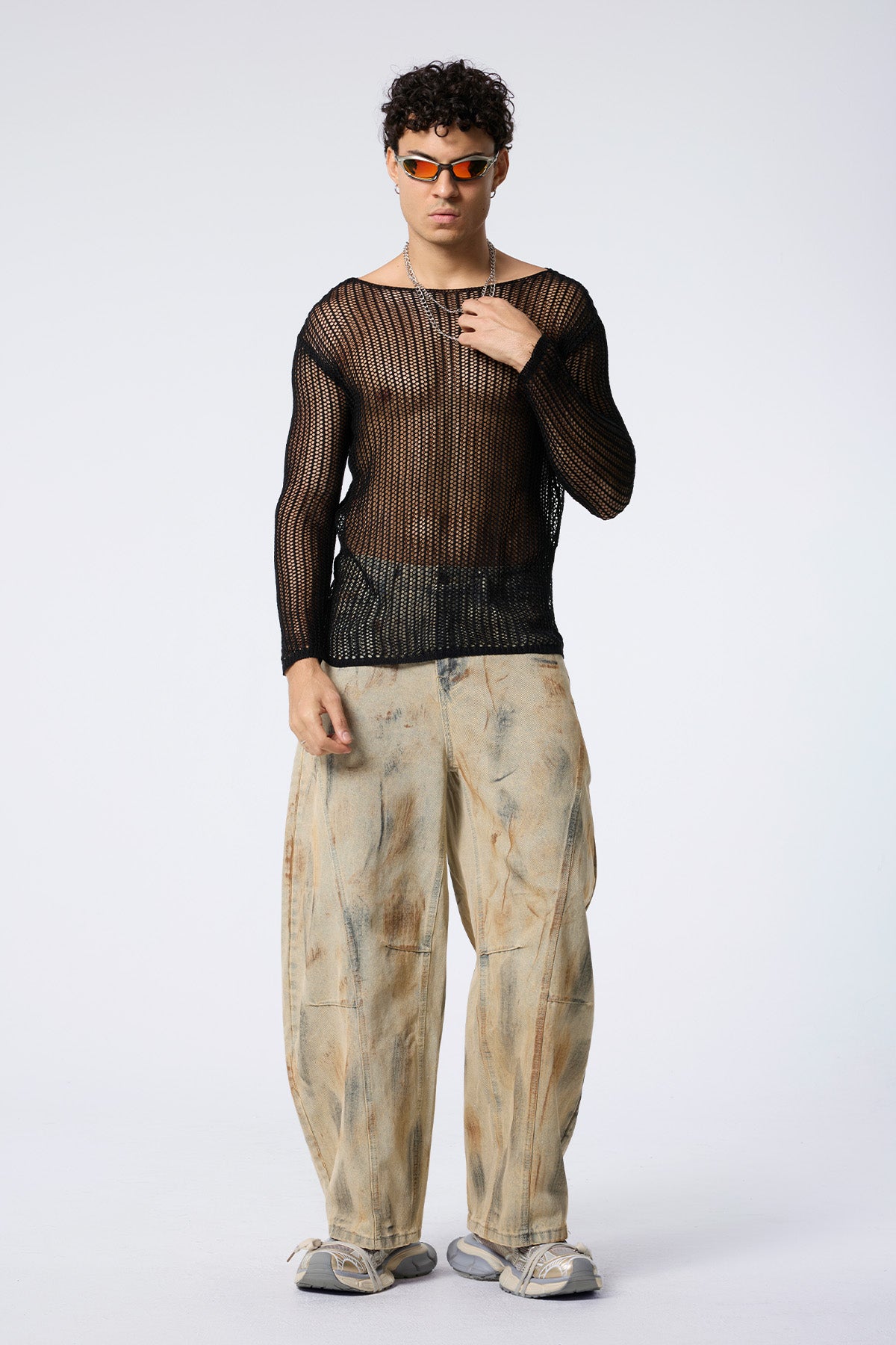 Knit Rise Cutout Long Sleeve Top