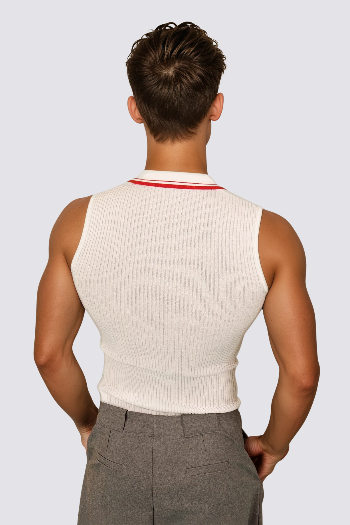 Knit Wave V Neck Sleeveless Top