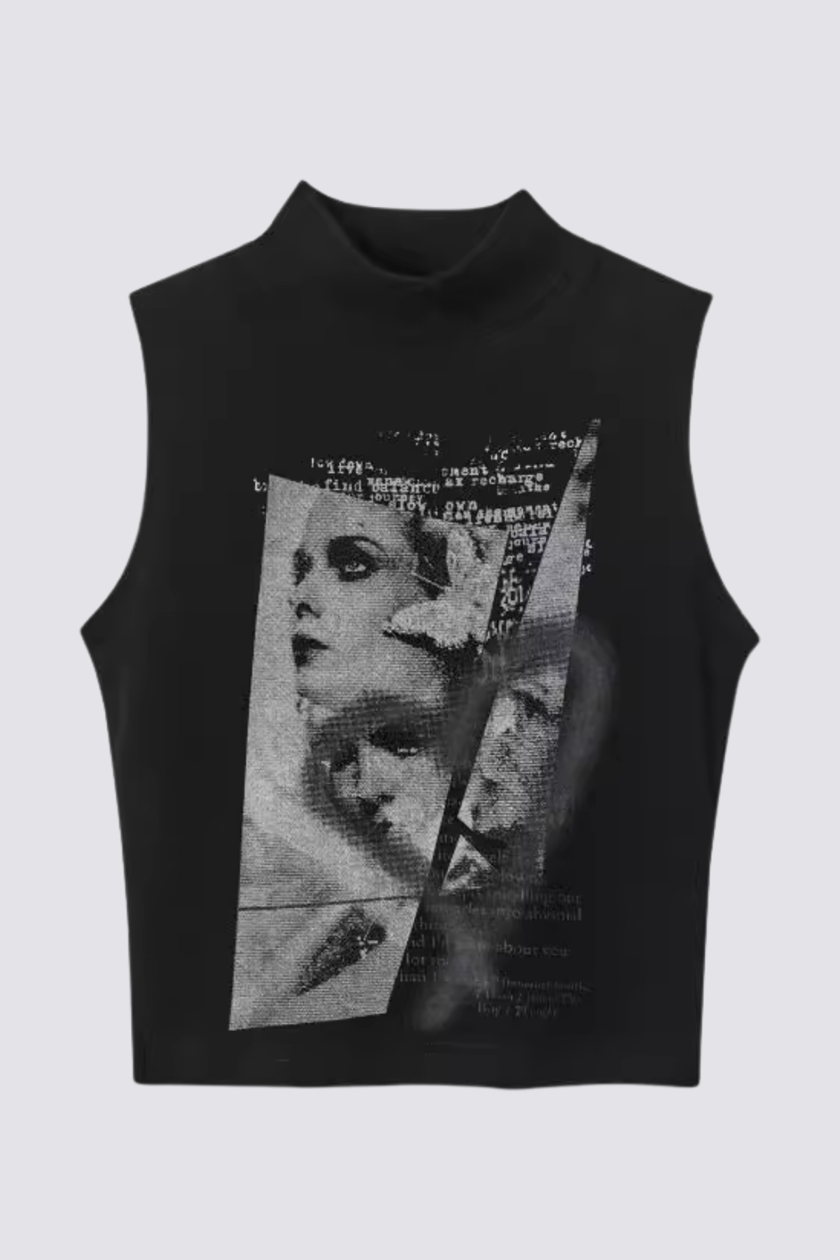 Lace Flick Print Crop Top Black