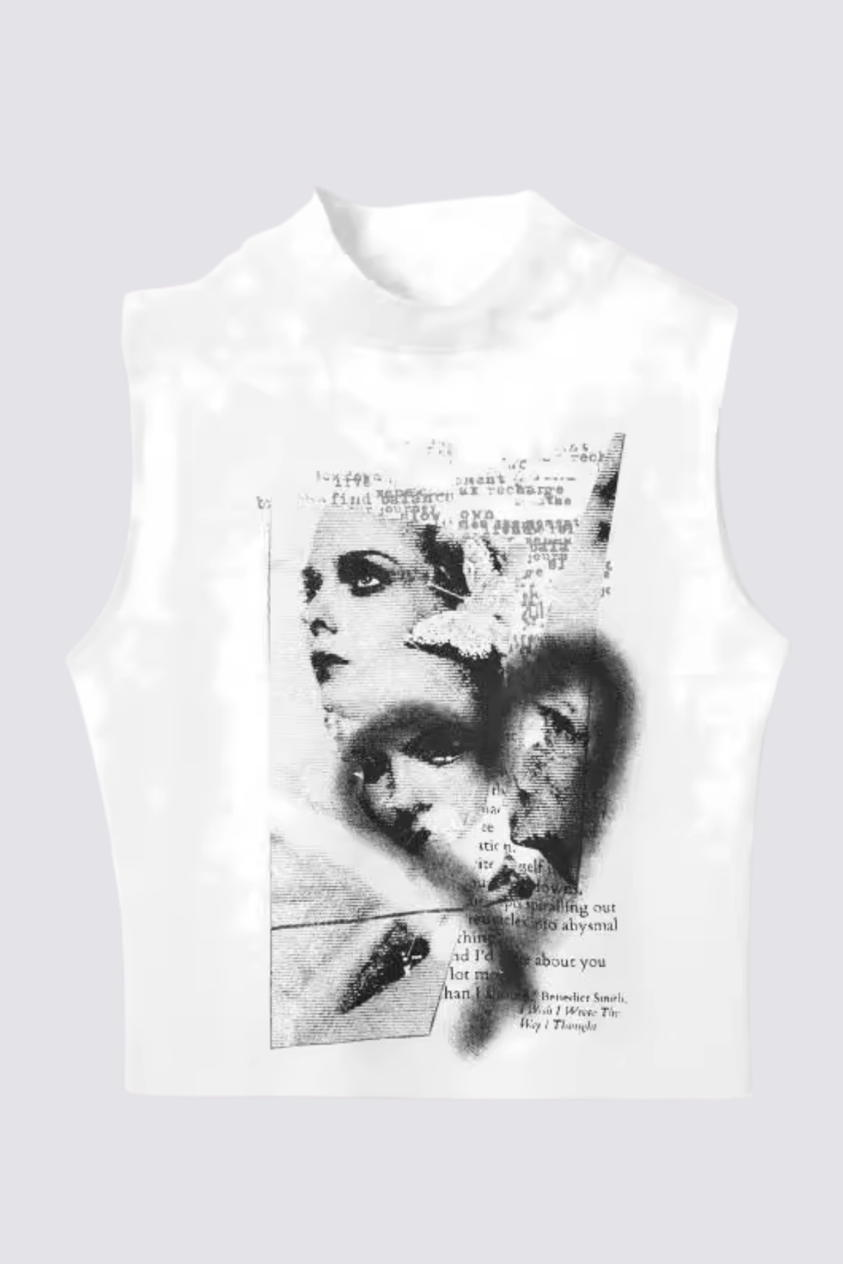 Lace Flick Print Crop Top White