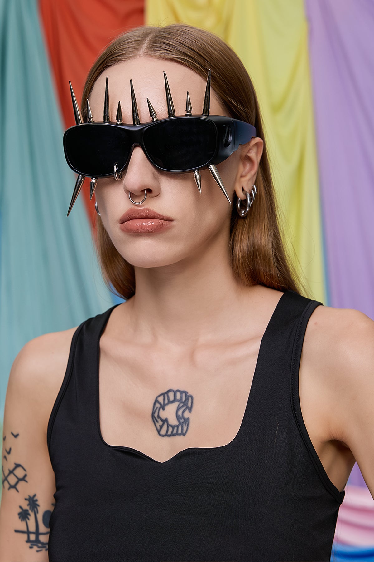 Laser Bloom Studded Sunglasses