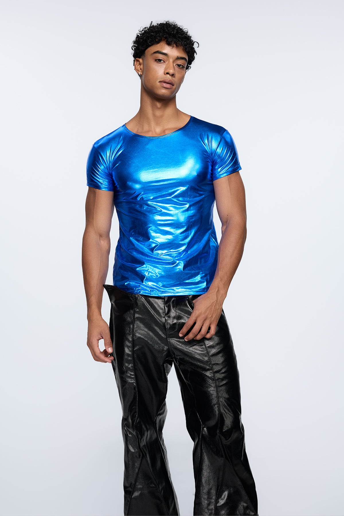 Leather Lash Metallic T-Shirt Blue