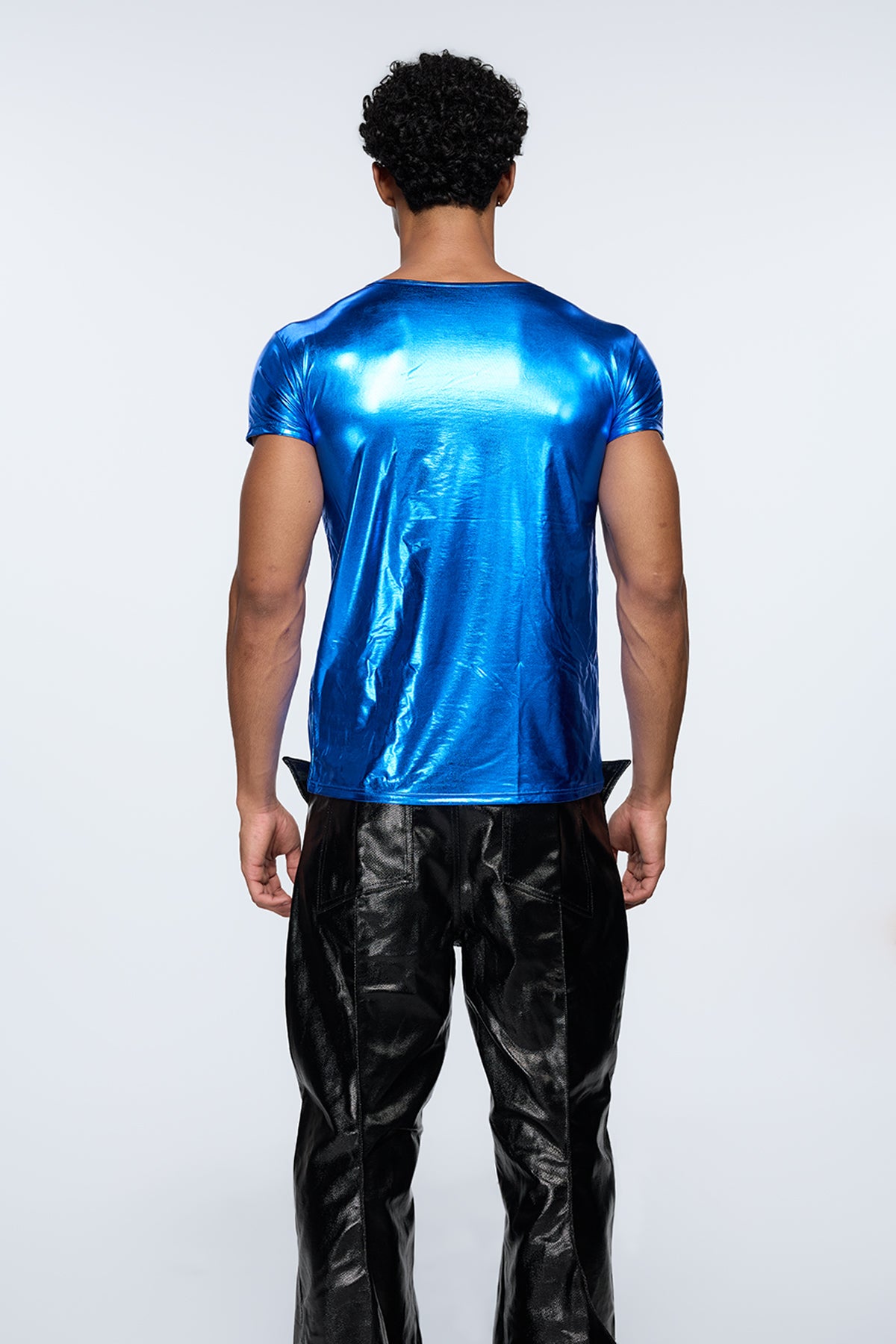 Leather Lash Metallic T-Shirt Blue