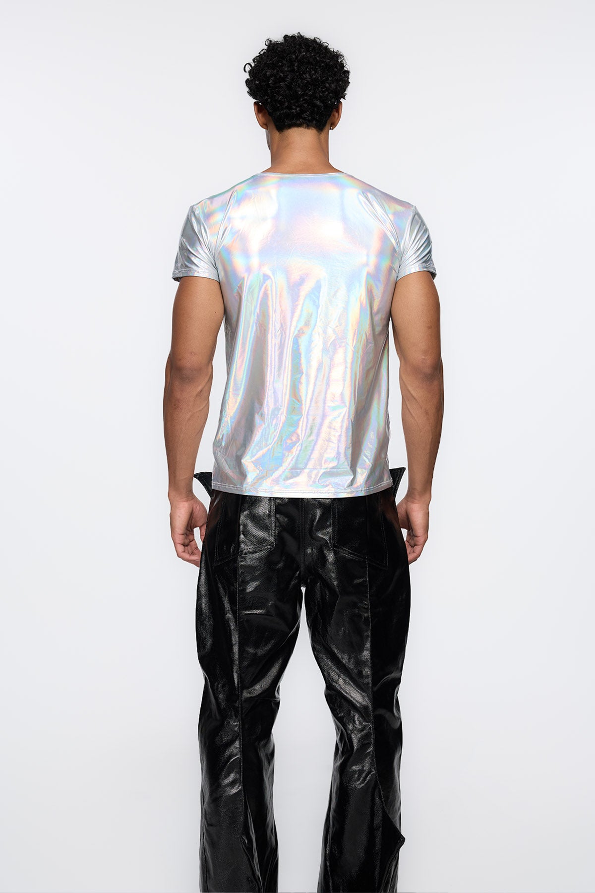 Leather Lash Metallic T-Shirt Silver