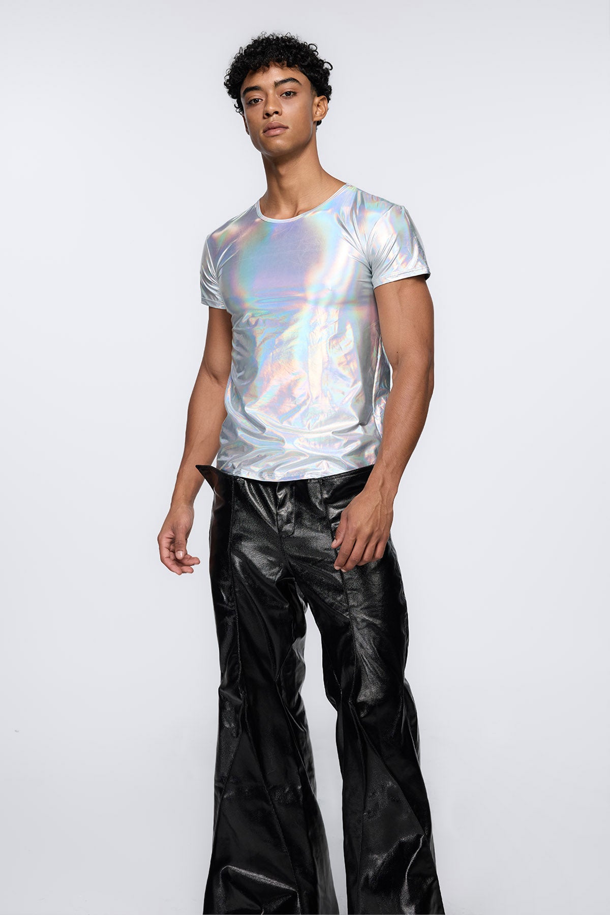 Leather Lash Metallic T-Shirt Silver