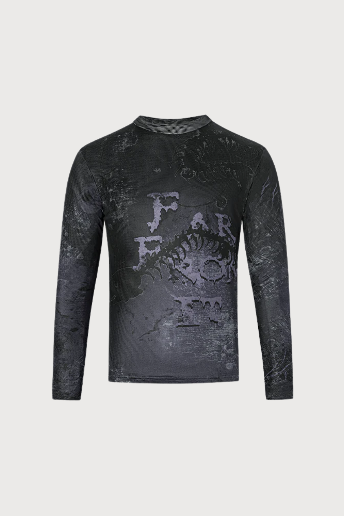 Light Contrast Print Long Sleeve Top Black