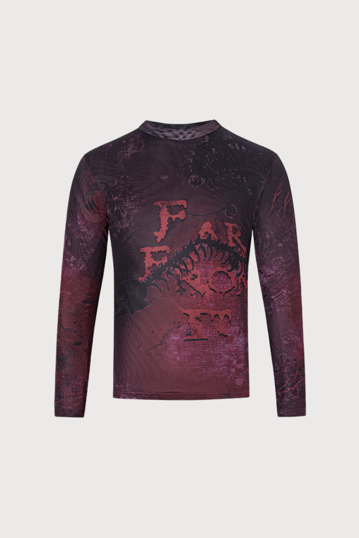 Light Contrast Print Long Sleeve Top Red