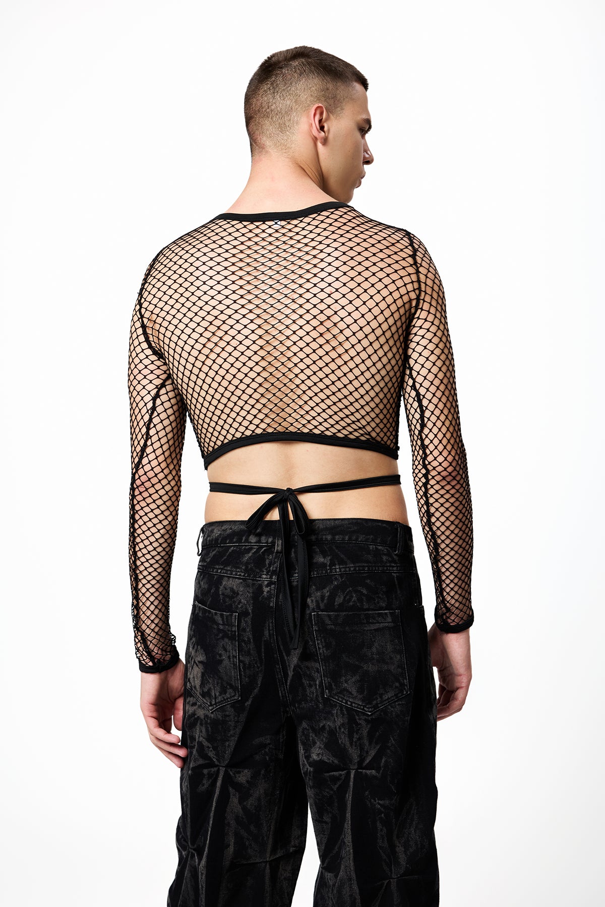 Light Lattice Cutout Long Sleeve Crop Top