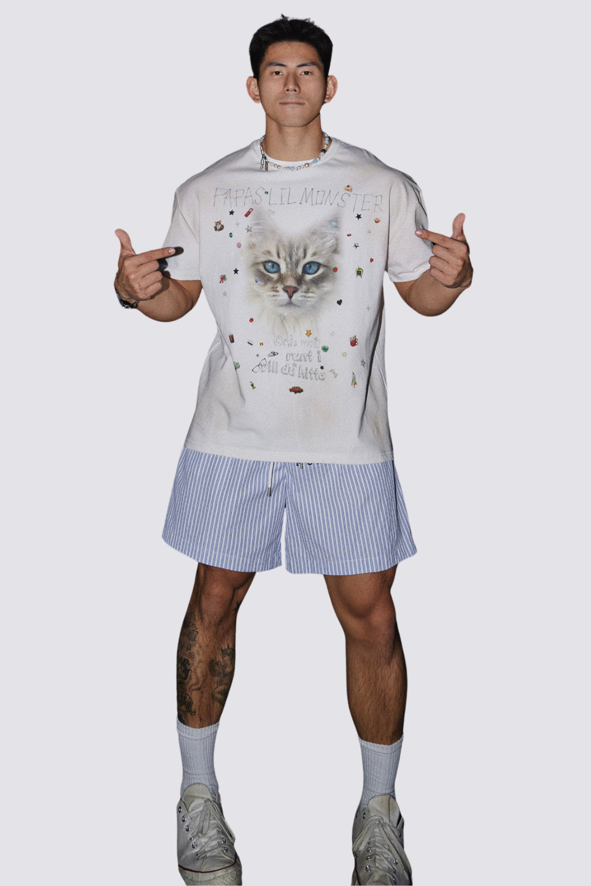 Light Pattern Cat Print Top