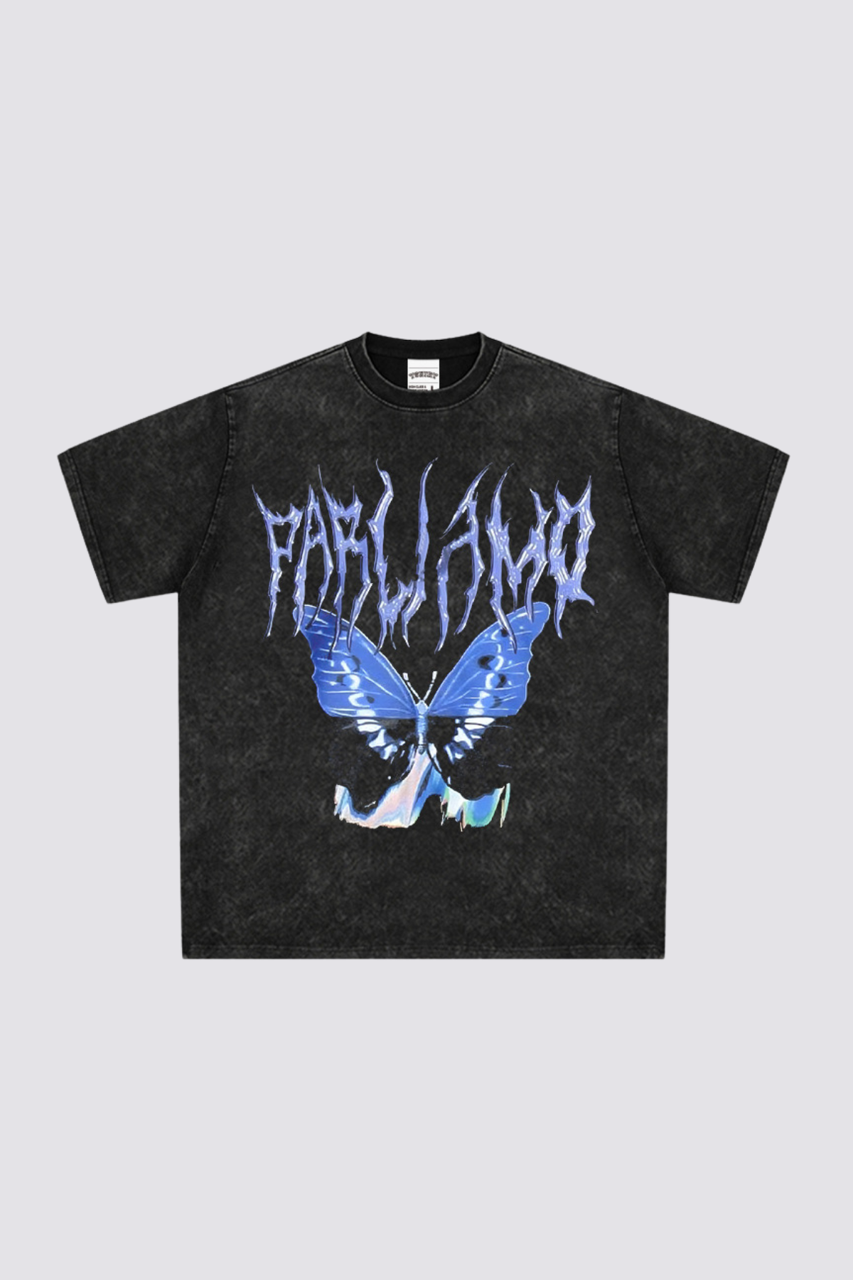 Light Signal Butterfly Print Top Black