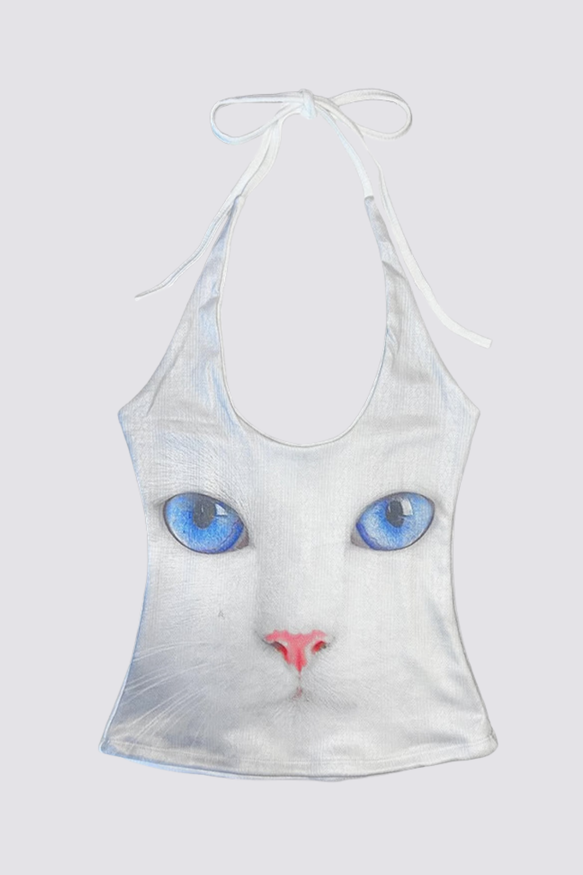 Light Thread Print Halter Neck Top