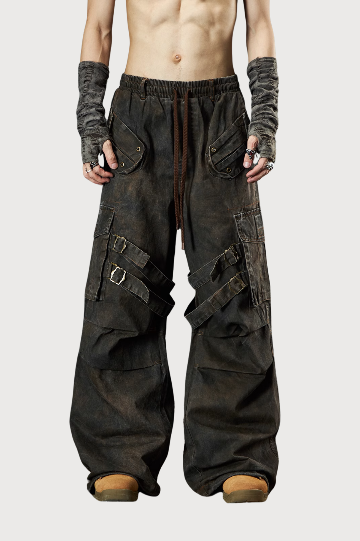 Light Wear Wide Leg Pants Brown