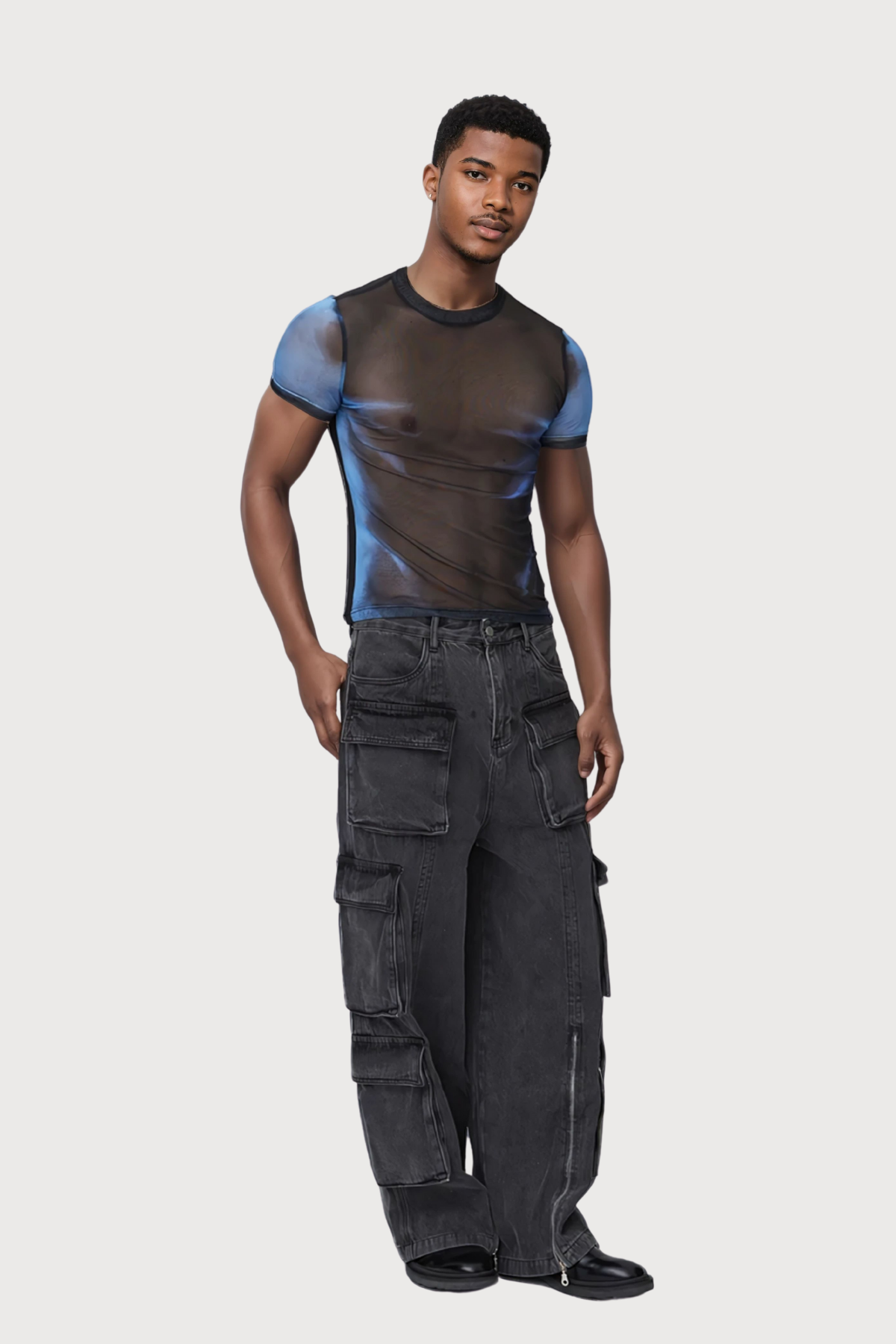 Light Frame Mesh Short Sleeve Dye Top