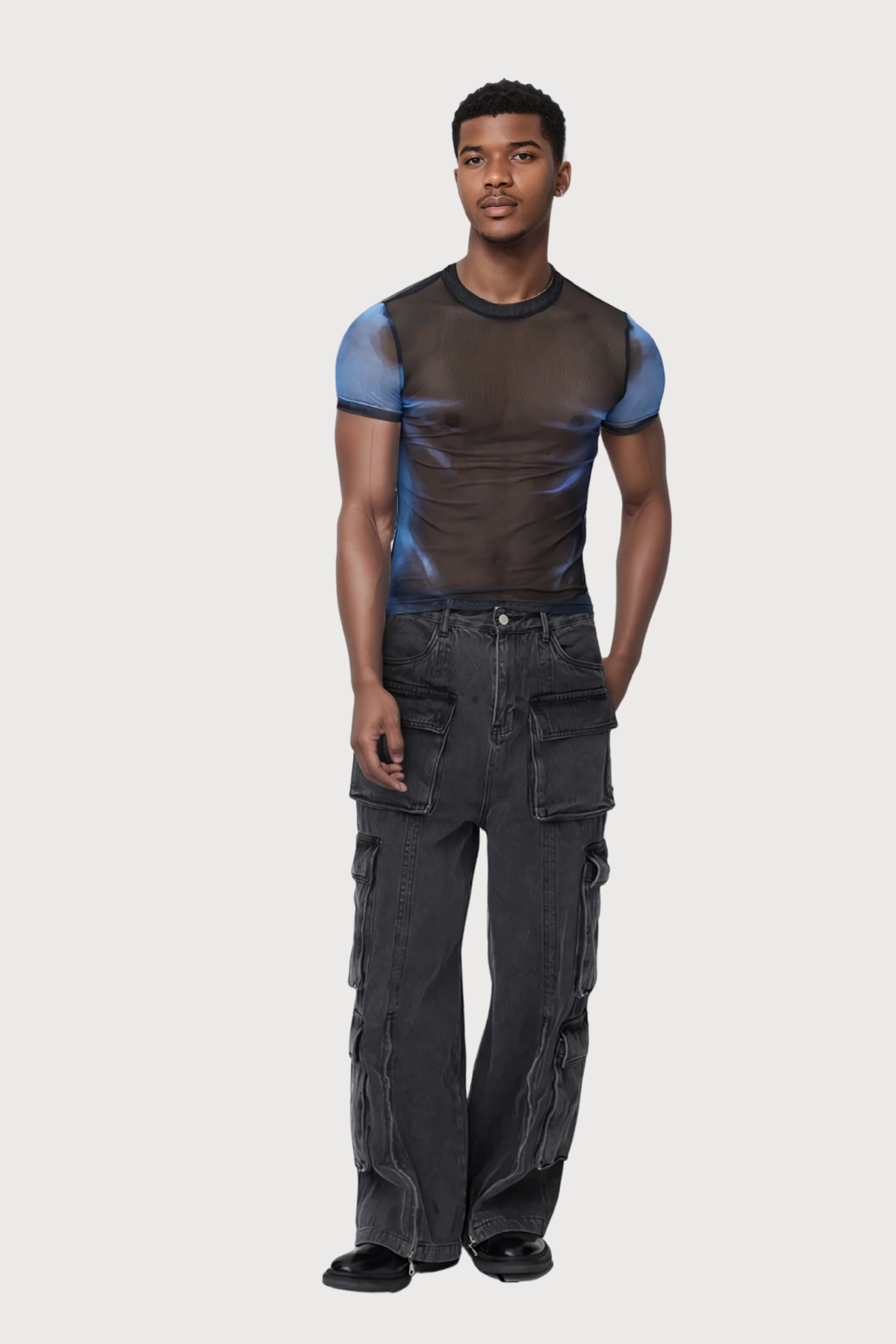 Light Frame Mesh Short Sleeve Dye Top