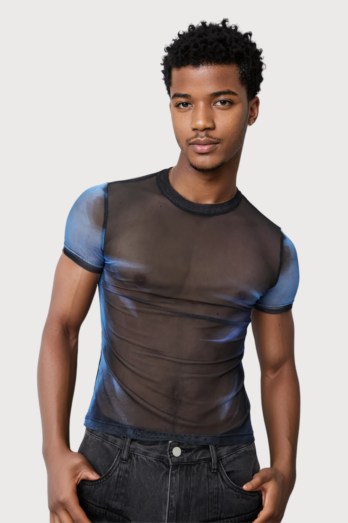 Light Frame Mesh Short Sleeve Dye Top