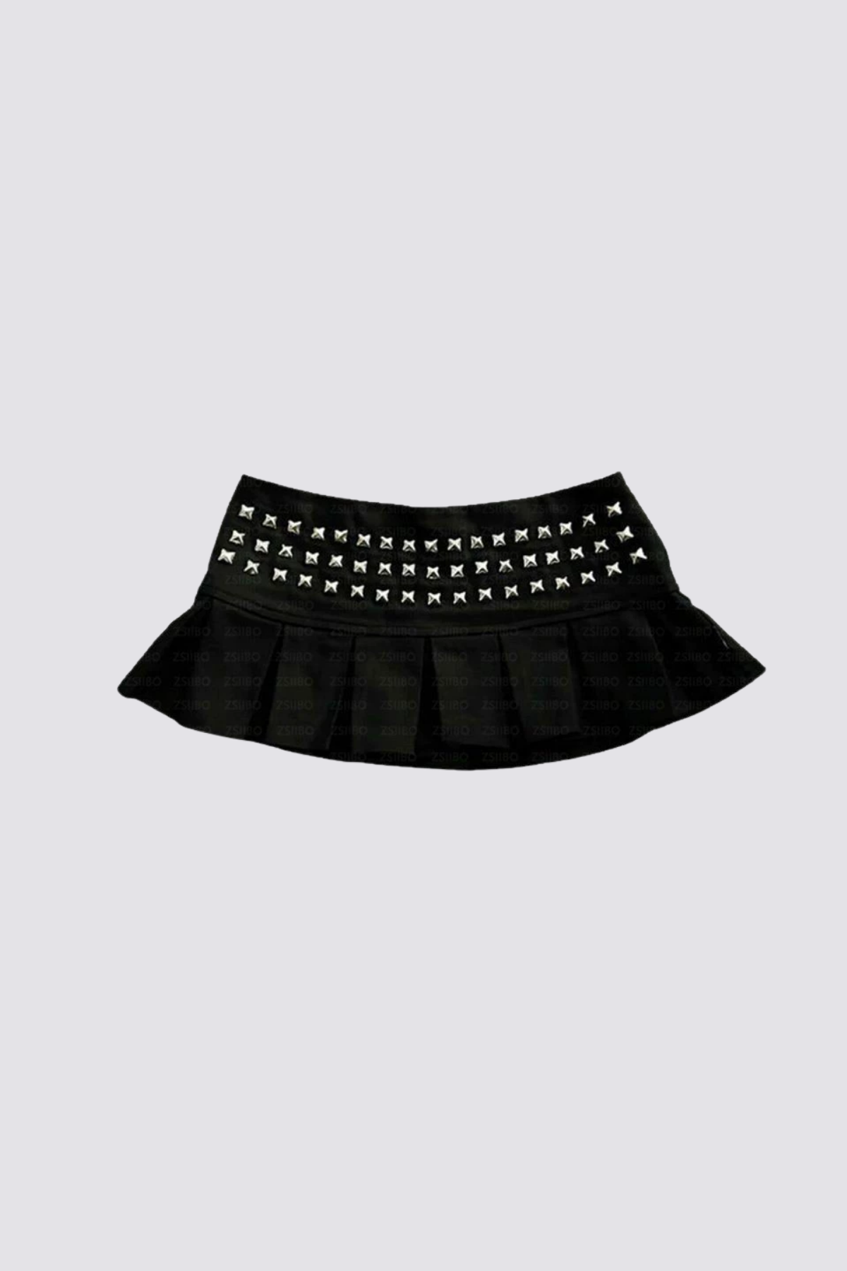 Line Collapse Rivet Pleated Skirt