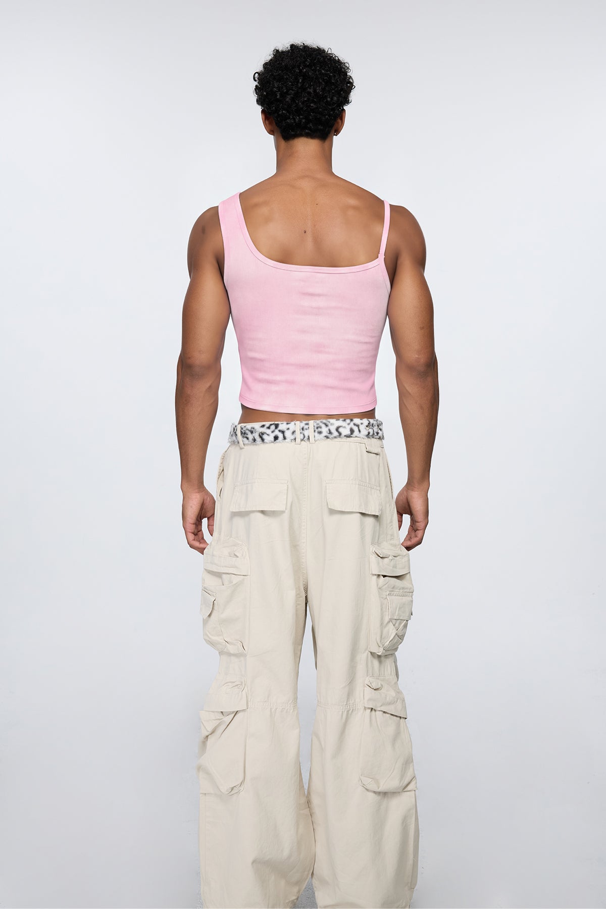 Linear Torso Print Crop Top Pink