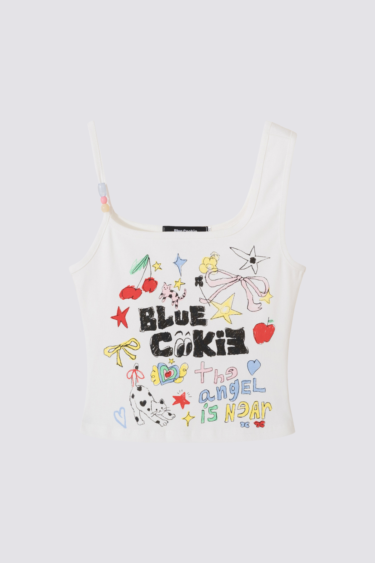 Linear Torso Print Crop Top White