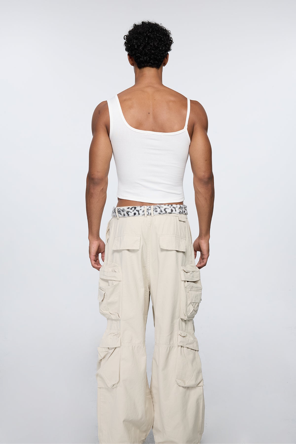 Linear Torso Print Crop Top White