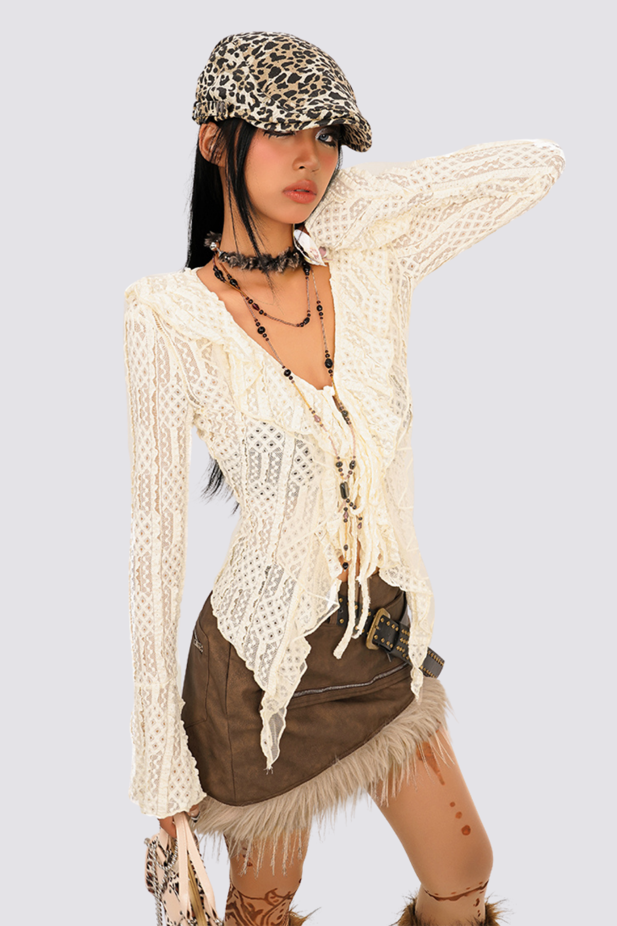 Loop Fit Lace Long Sleeve Shirts