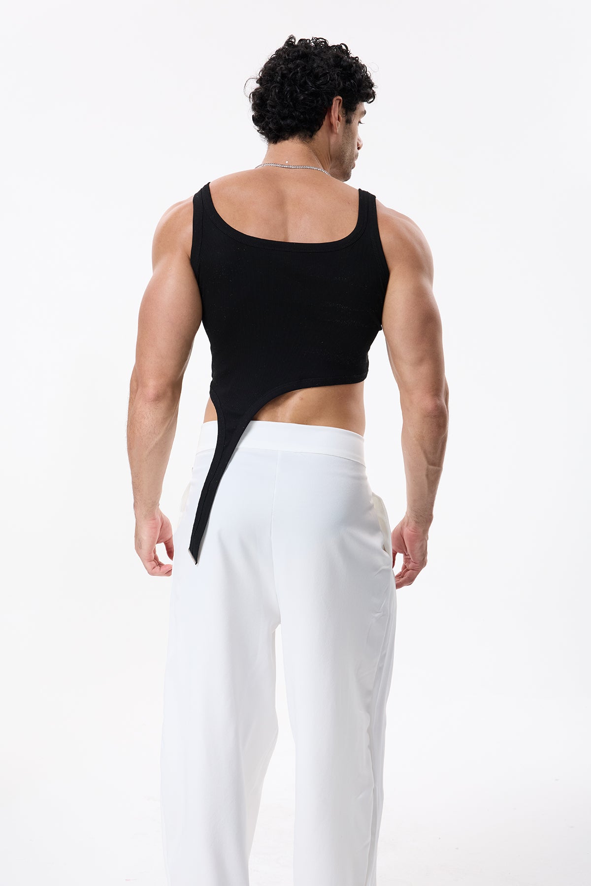 Loop Track Crop Knit Top Black