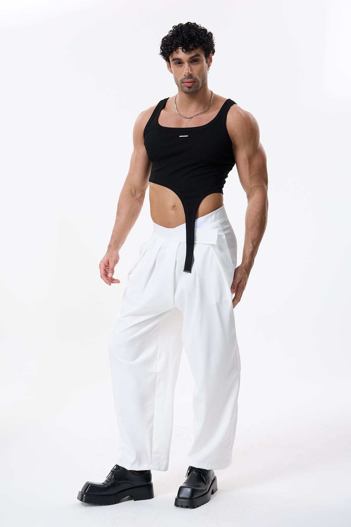 Loop Track Crop Knit Top Black