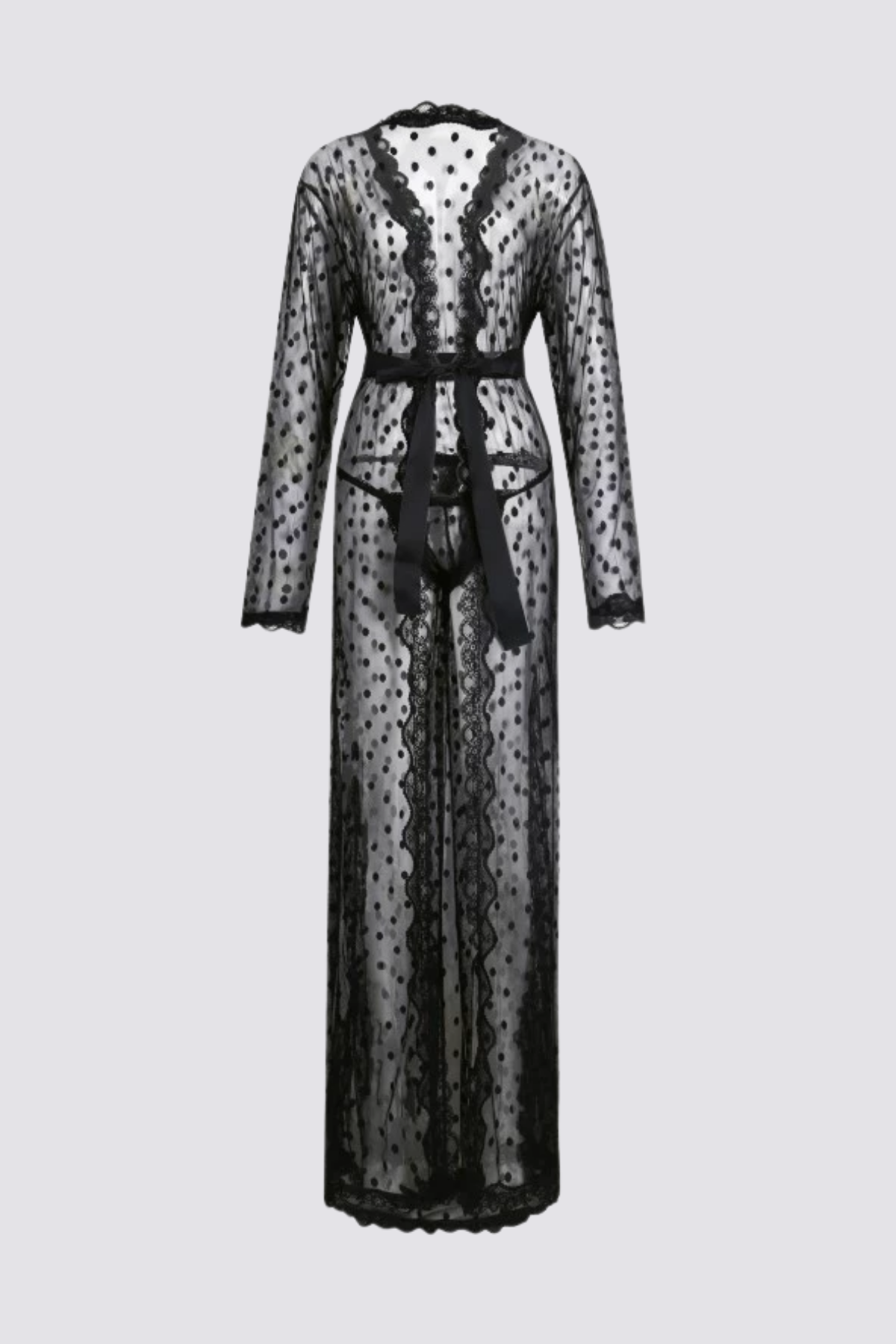 Low Filter Lace Bathrobe Black