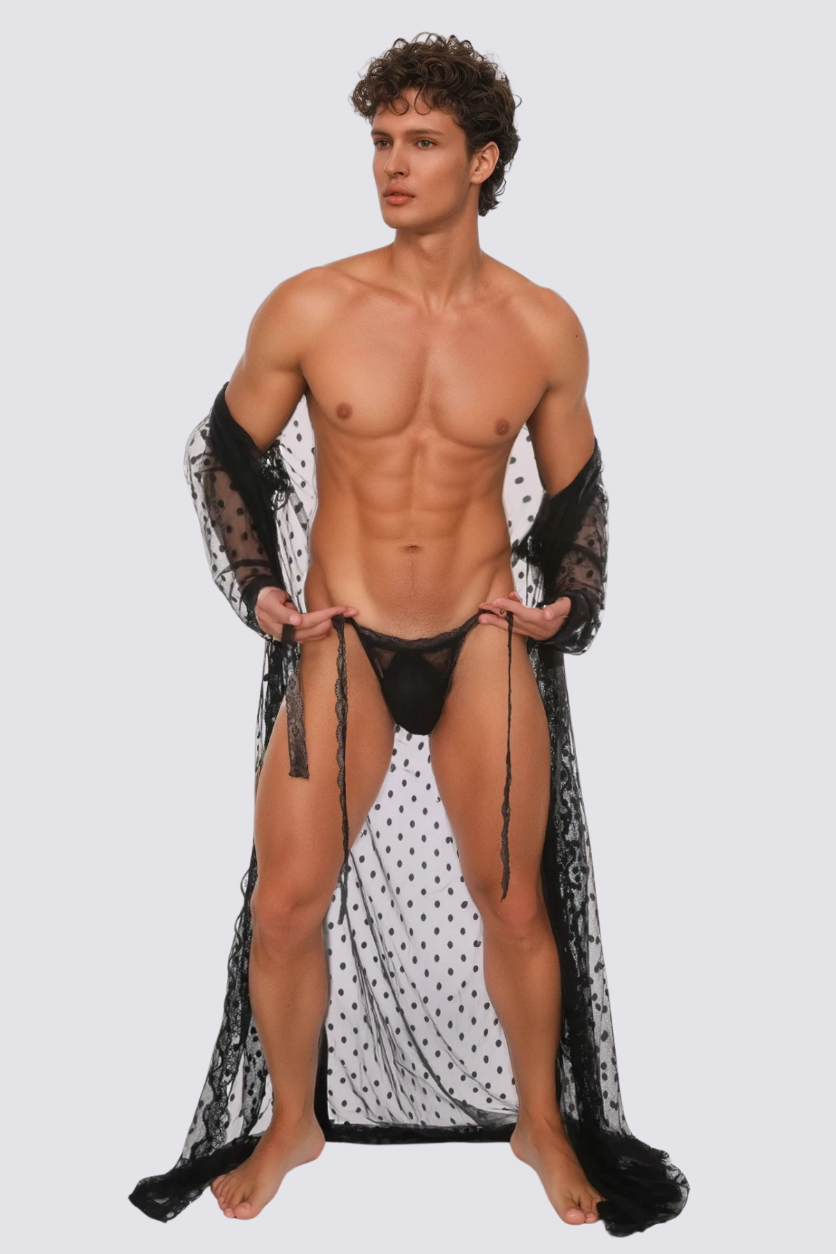 Low Filter Lace Bathrobe Black