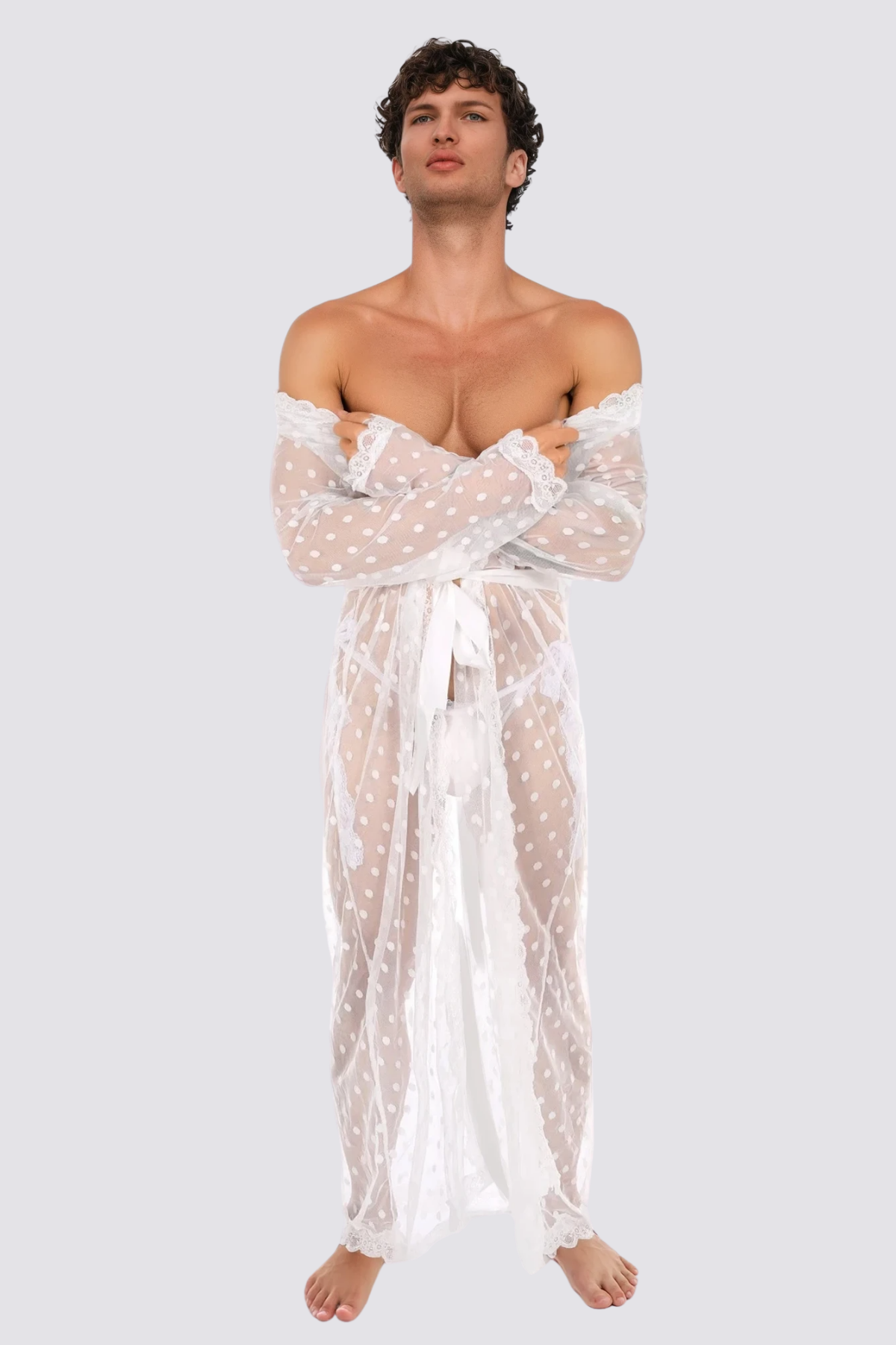 Low Filter Lace Bathrobe White
