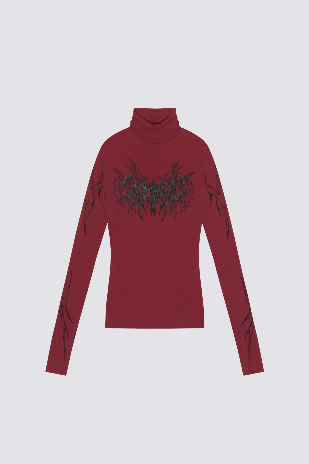 Low Grid Print High Neck Top Red