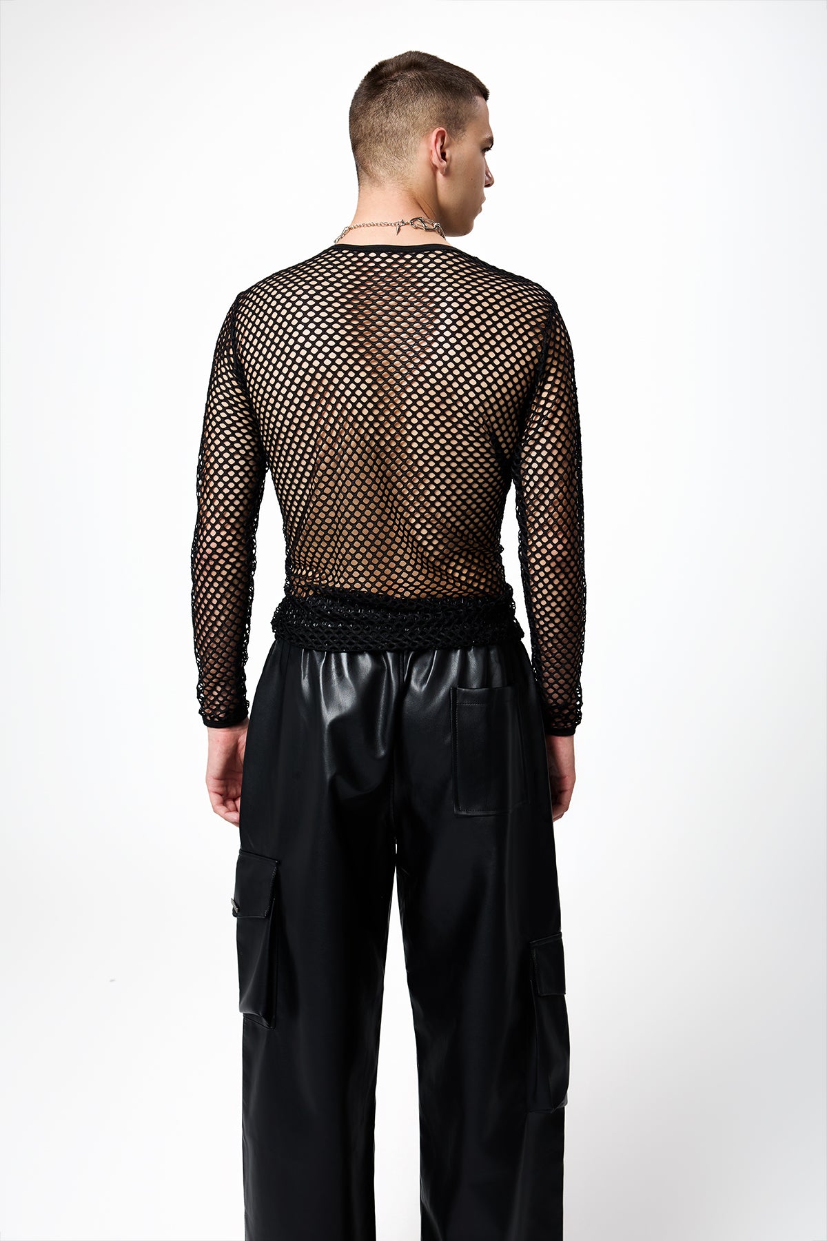 Luminous Weave Long Sleeve Fishnets Top
