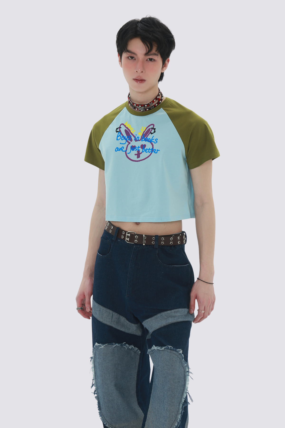 Lush Thread Rabbit Print Crop Top