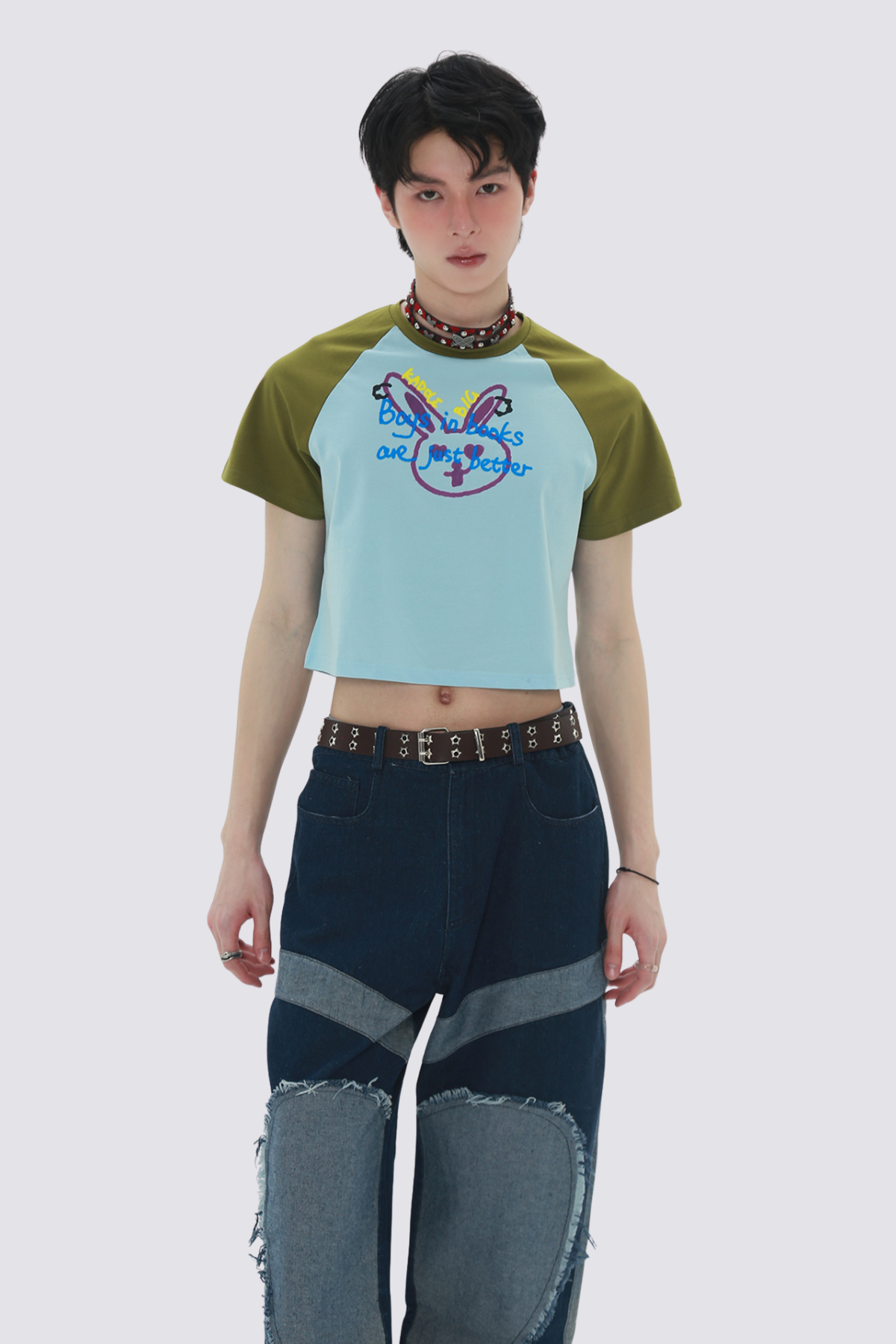Lush Thread Rabbit Print Crop Top
