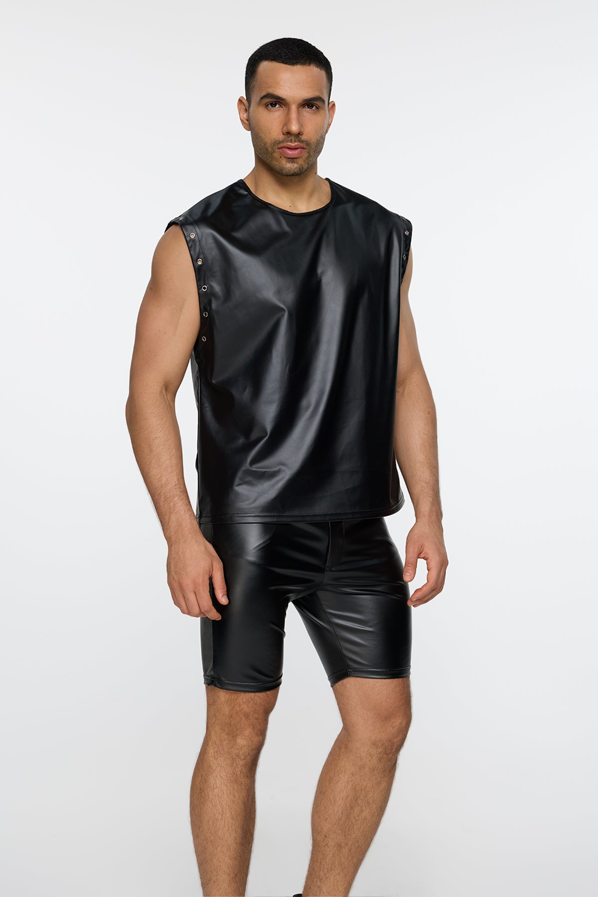 Matte Hide Eyelet Leather Sleeveless Top