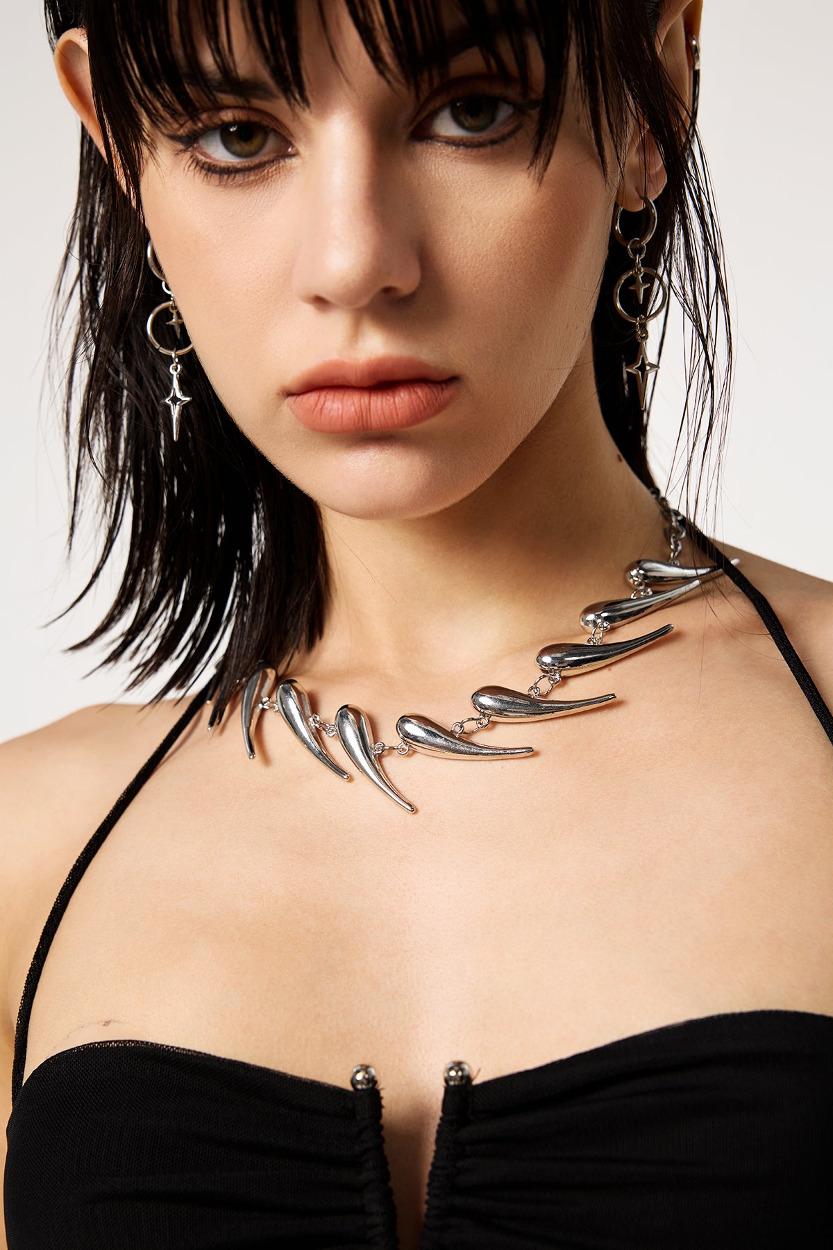 Mercury Twist Metal Tear Drops Spiral Necklace