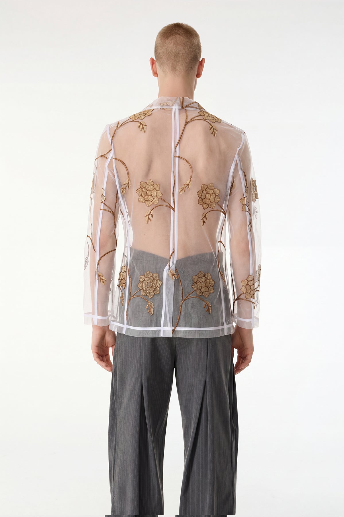 Mesh Fusion Embroidery Floral Mesh Jacket