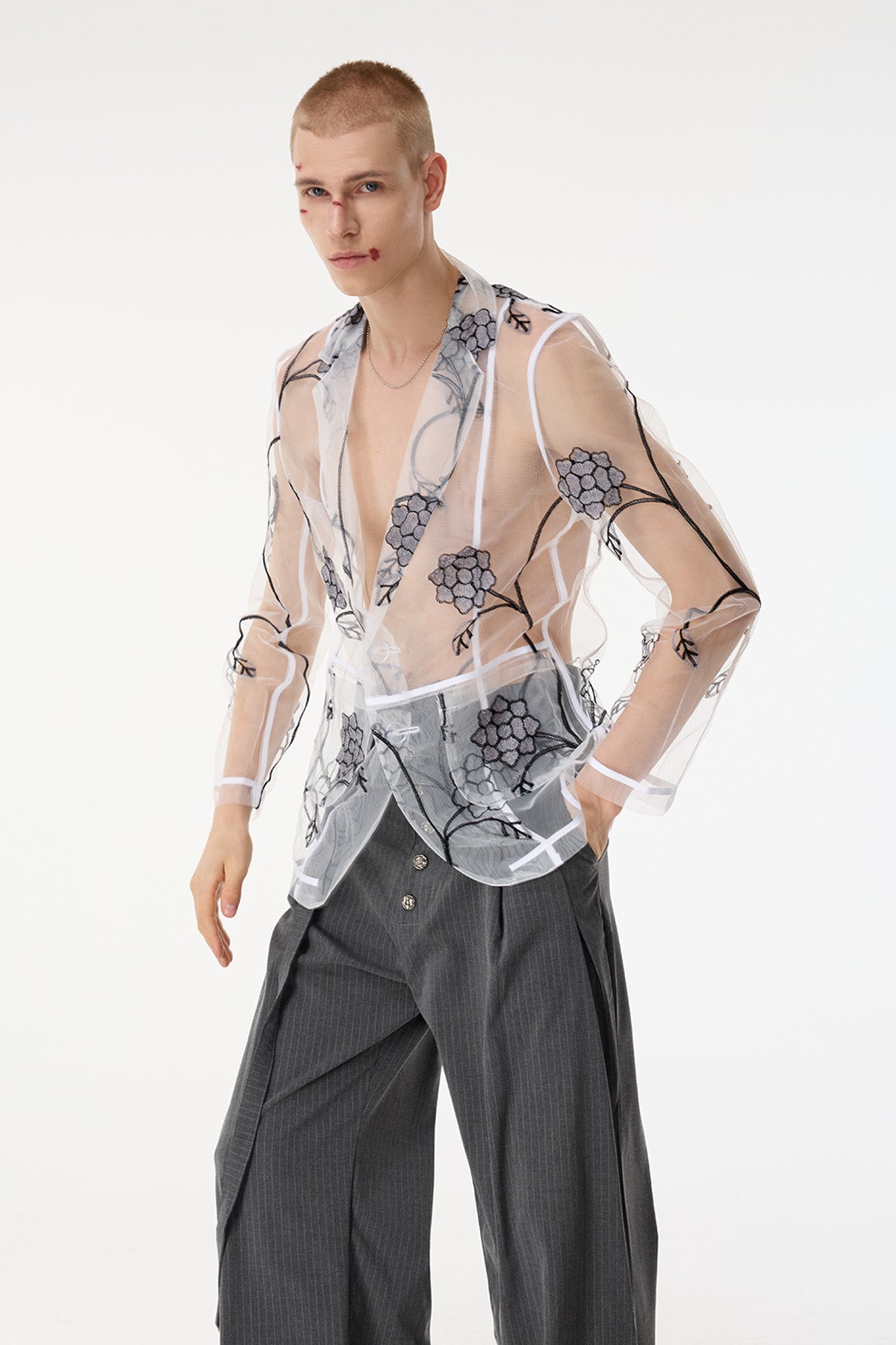 Mesh Fusion Embroidery Floral Mesh Jacket