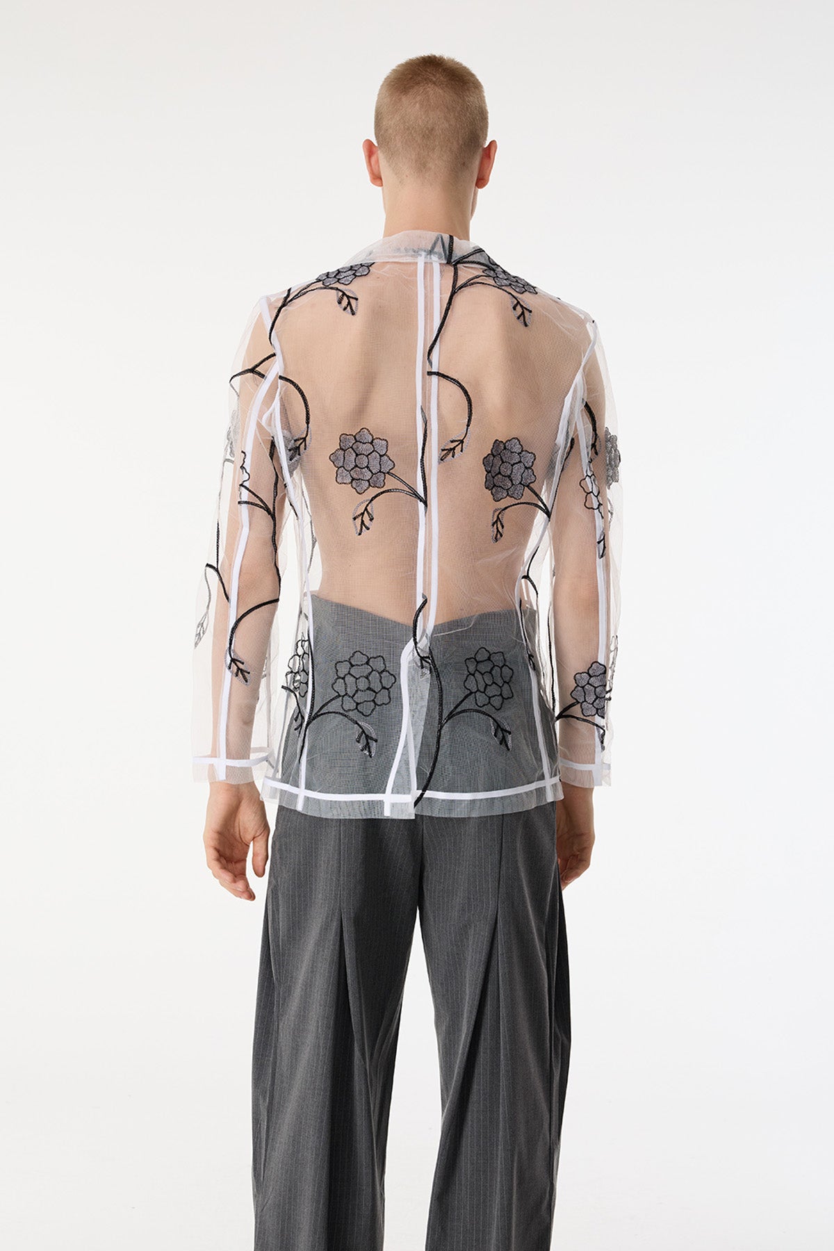 Mesh Fusion Embroidery Floral Mesh Jacket