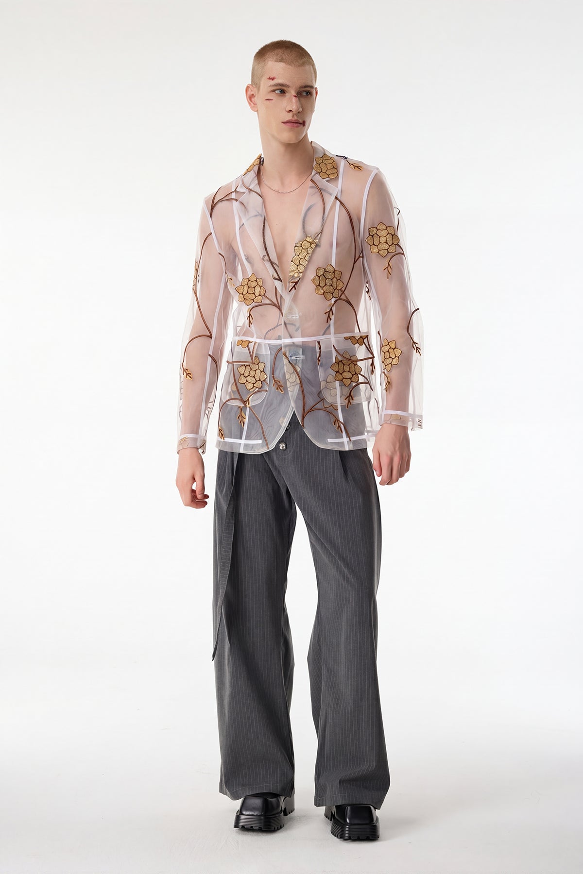Mesh Fusion Embroidery Floral Mesh Jacket