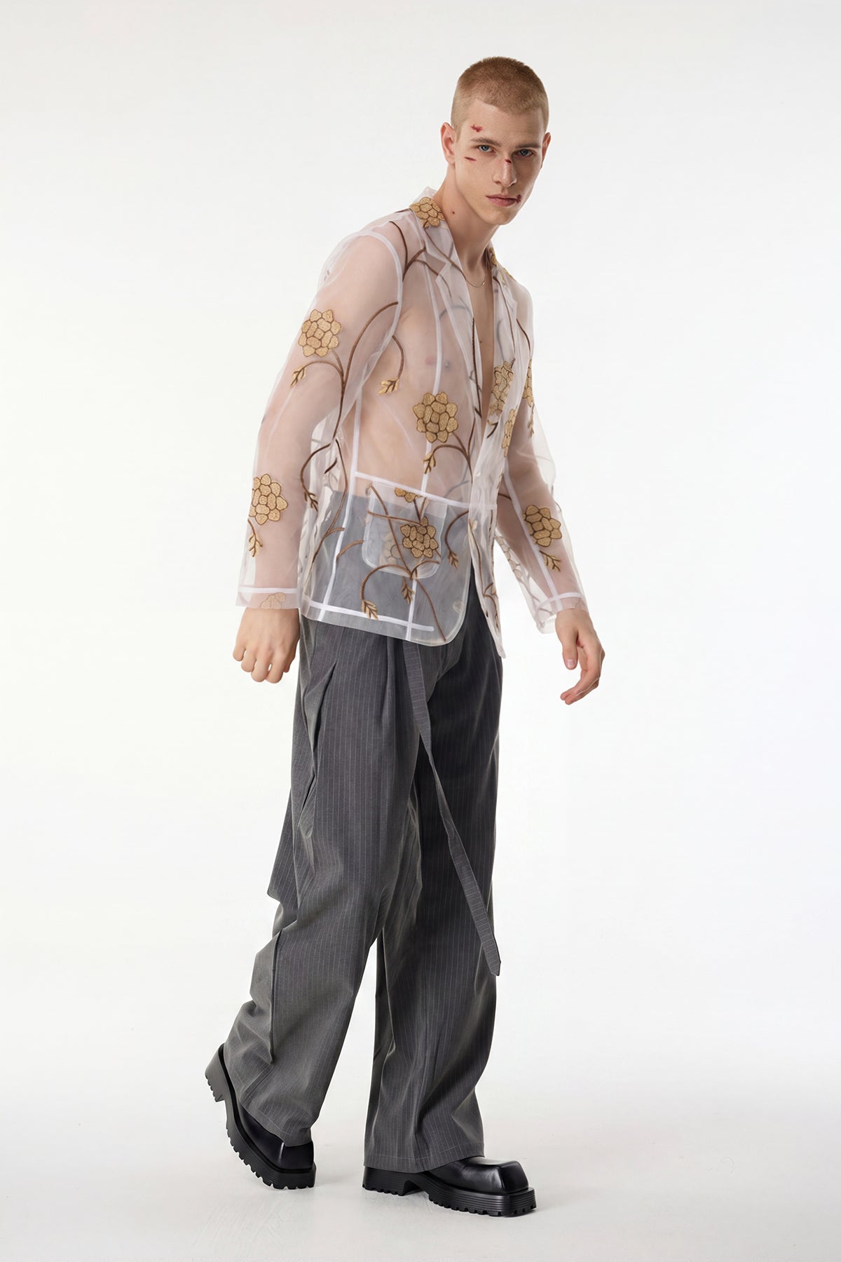 Mesh Fusion Embroidery Floral Mesh Jacket