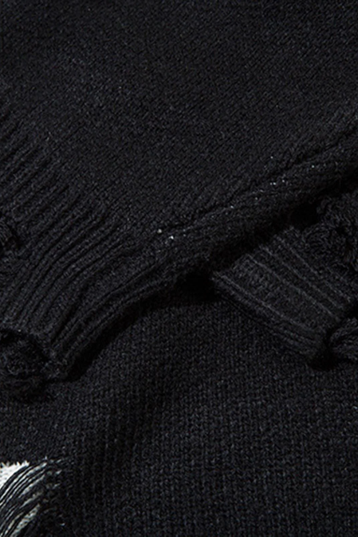 Mesh Knit Ripped Long Sleeve Top