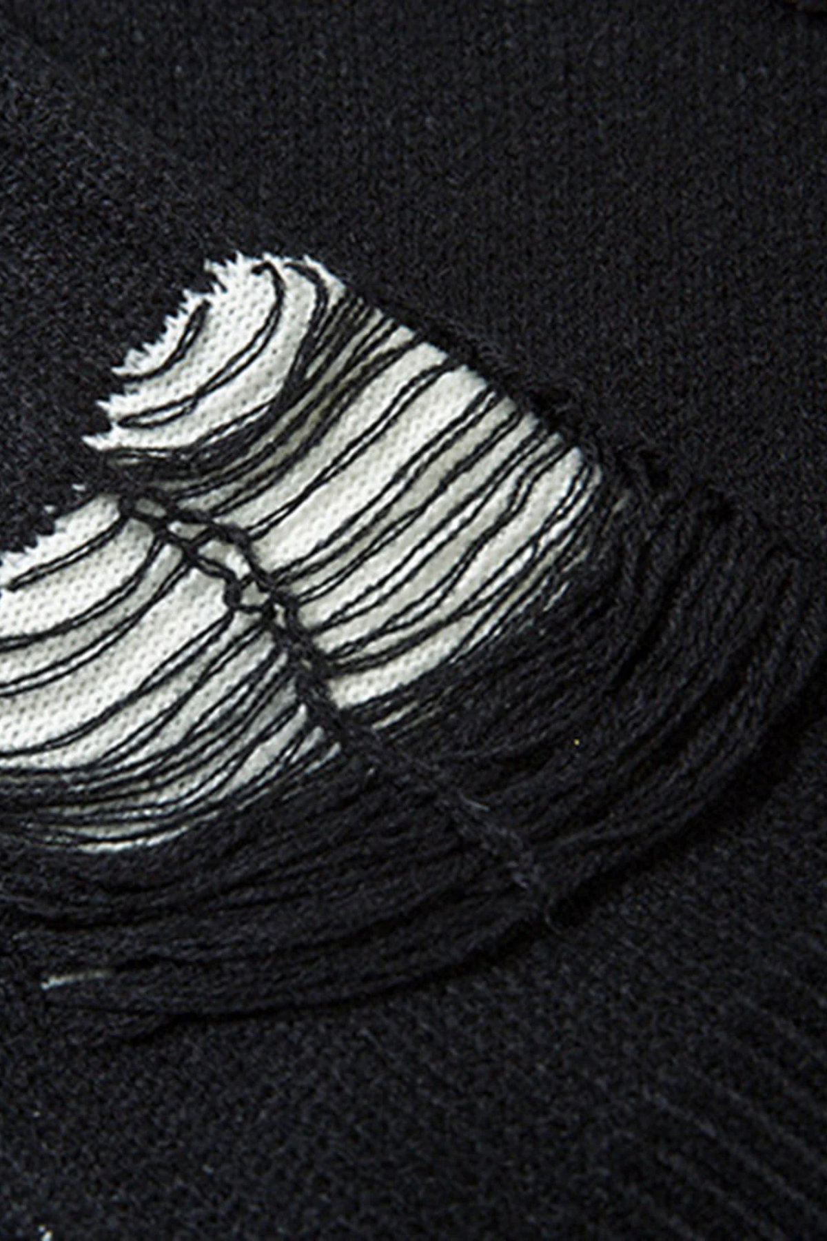 Mesh Knit Ripped Long Sleeve Top