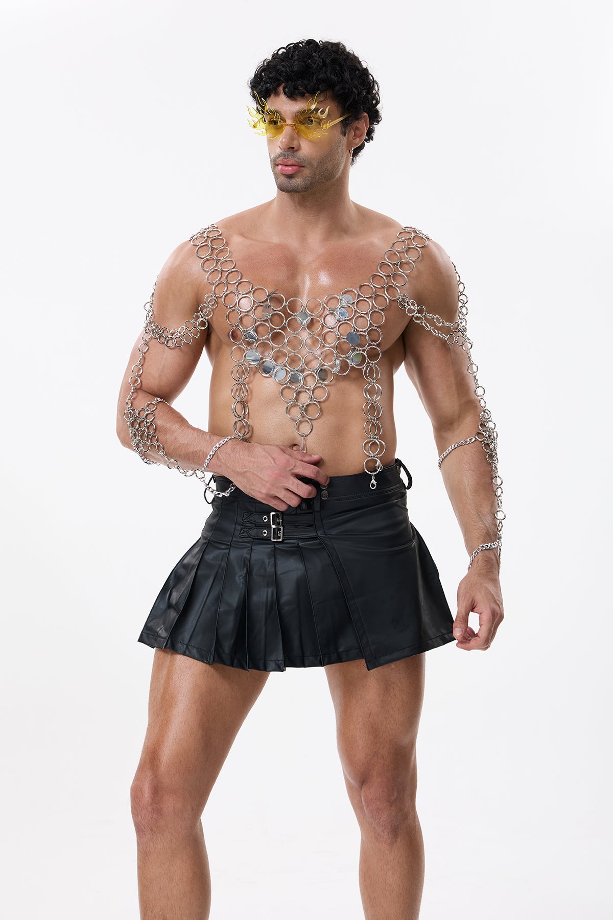 Metal Arc Cutout Sequin Top