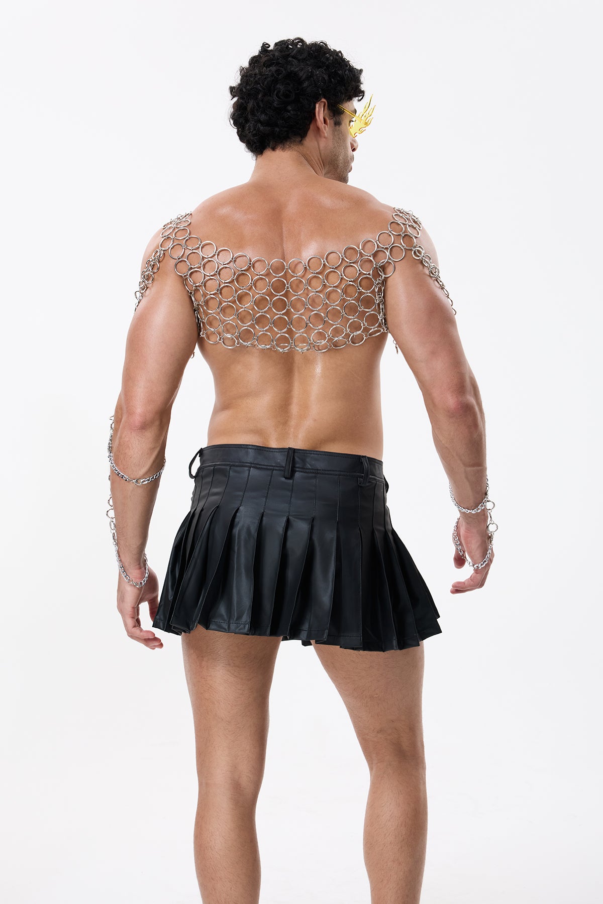 Metal Arc Cutout Sequin Top
