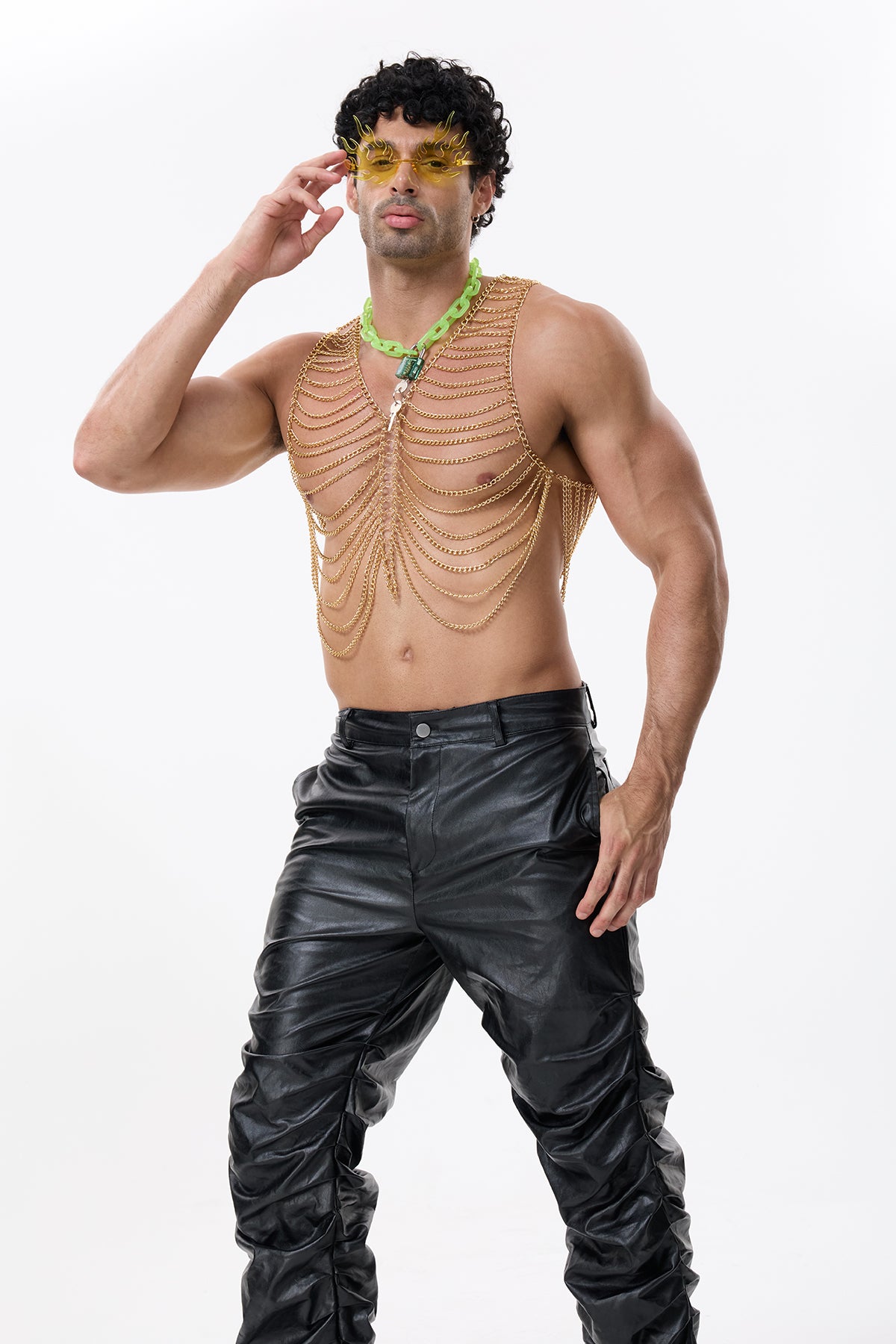 Metal Veil Chain Sleeveless Top