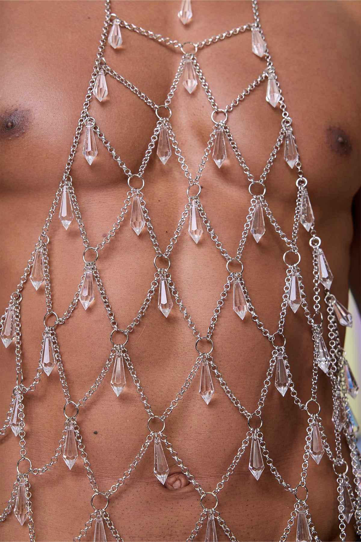 Metallic Trace Crystal Chain Top